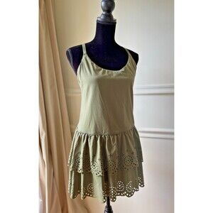 OFFLINE by Aerie Olive Green Eyelet Tiered Athletic Dress w Shorts XL